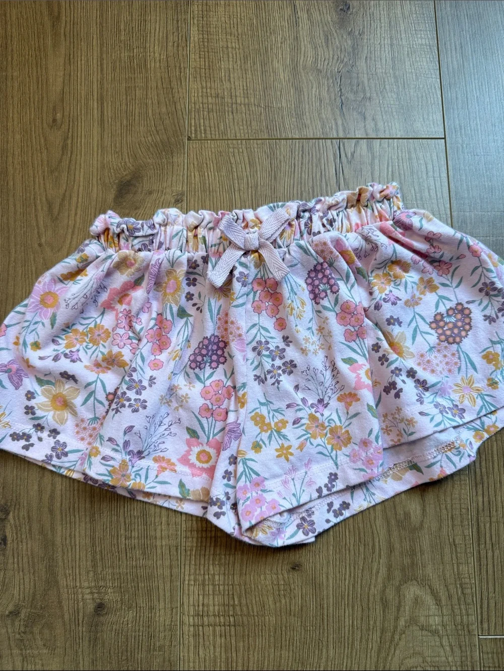 Girls kids pink floral shorts and ruffle top set